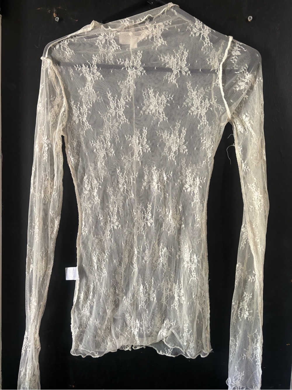 Sheer Lace Long Sleeve Top - Ivory